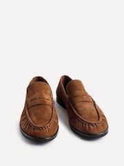 Linzi Tan Belmont Suede Leather Ruched Loafers - Image 3 of 5