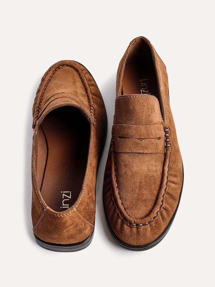 Linzi Dark Brown Belmont Suede Leather Ruched Loafers - Image 5 of 5 Linzi Dark Brown Belmont Suede Leather Ruched Loafers - Image 5 of 5