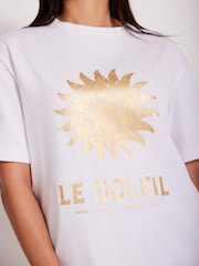 Mint Velvet Gold White Foil Soleil 100% Cotton T-Shirt - Image 3 of 8