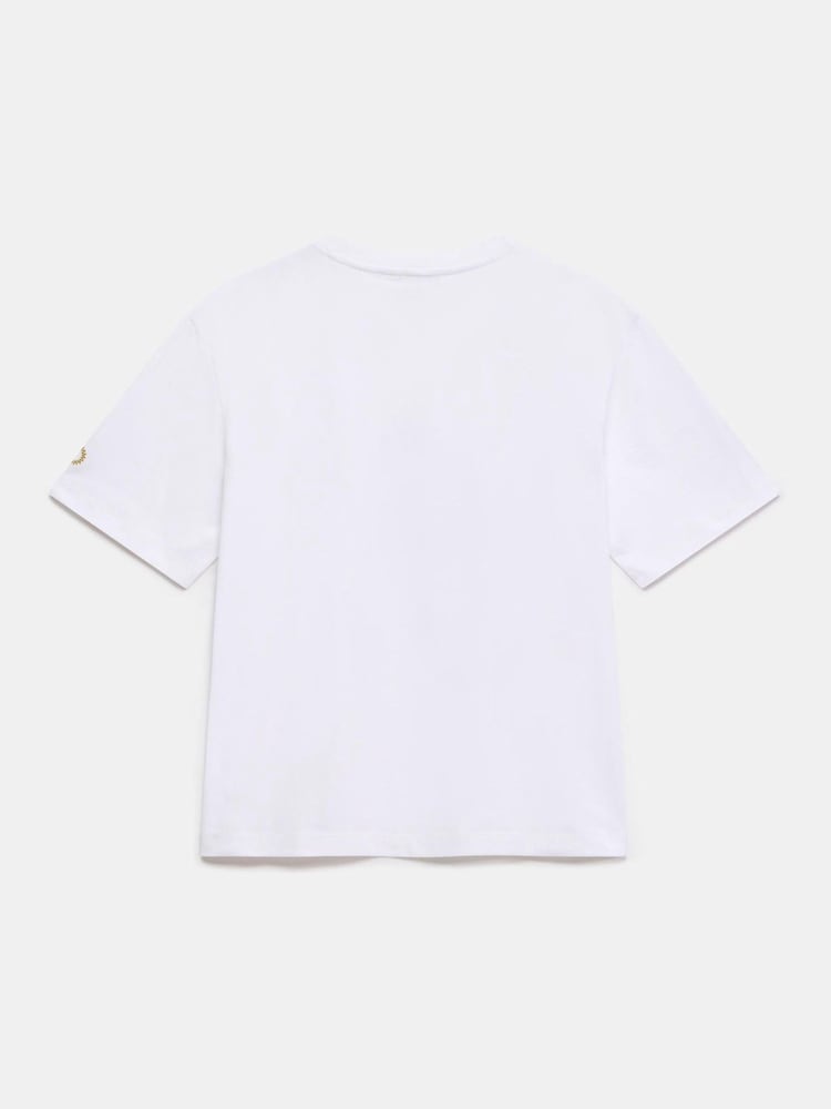 Mint Velvet Gold White Foil Soleil 100% Cotton T-Shirt - Image 8 of 8