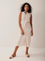 Mint Velvet Natural Utility Midi Dress - Image 3 of 8