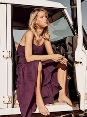 Whistles Purple 100% Cotton Tiered Maxi Sun Dress - Image 5 of 5
