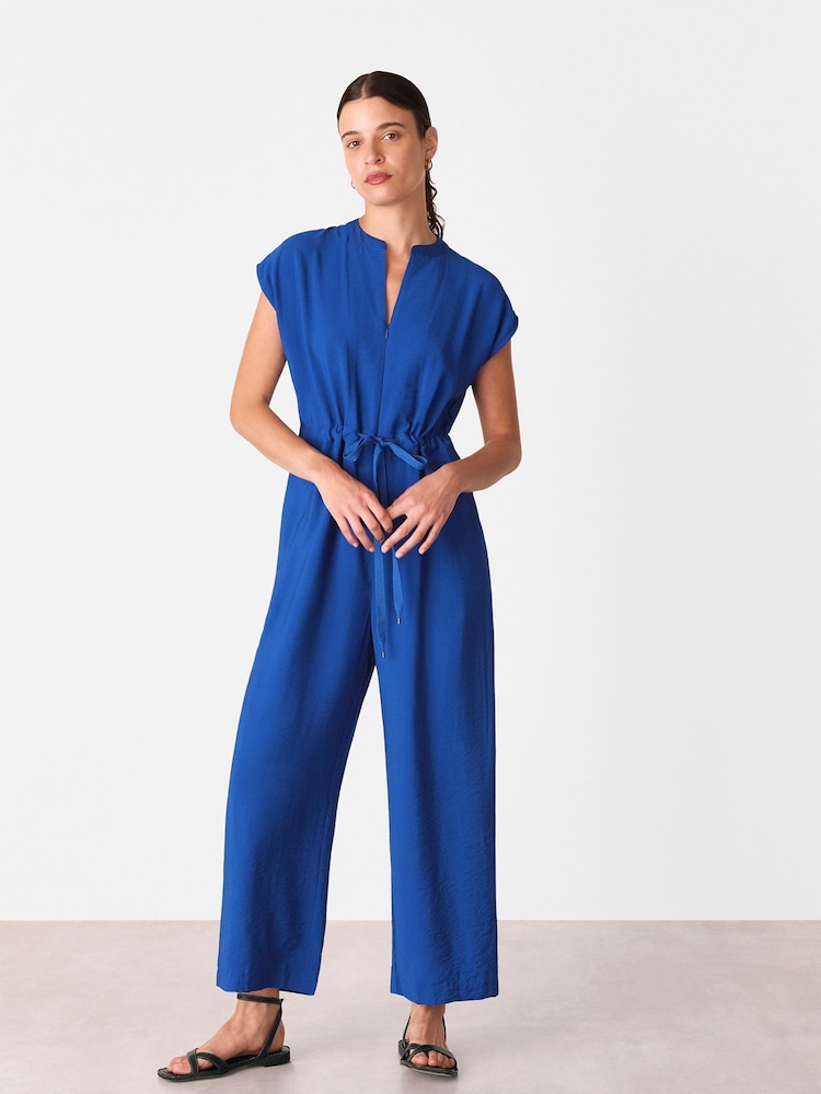 Whistles Blue Sleeveless Drawstring Jumpsuit - Image 1 of 5