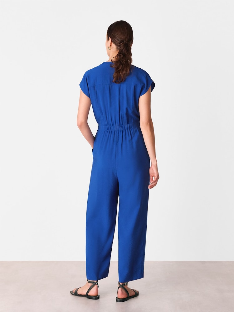 Whistles Blue Sleeveless Drawstring Jumpsuit - Image 2 of 5