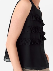 Whistles Black Frill Sleeveless Top - Image 3 of 5