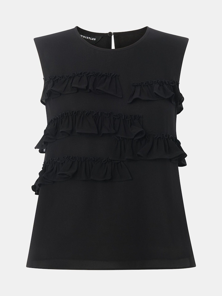 Whistles Black Frill Sleeveless Top - Image 5 of 5