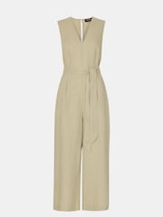 Whistles Nude Belted Seamed 100% Cotton Jumpsuit - Image 5 of 5