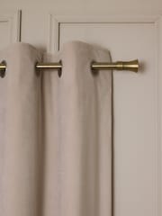 Natural Oatmeal Matte Velvet Fringe Blackout/Thermal Eyelet Curtains - Image 6 of 6
