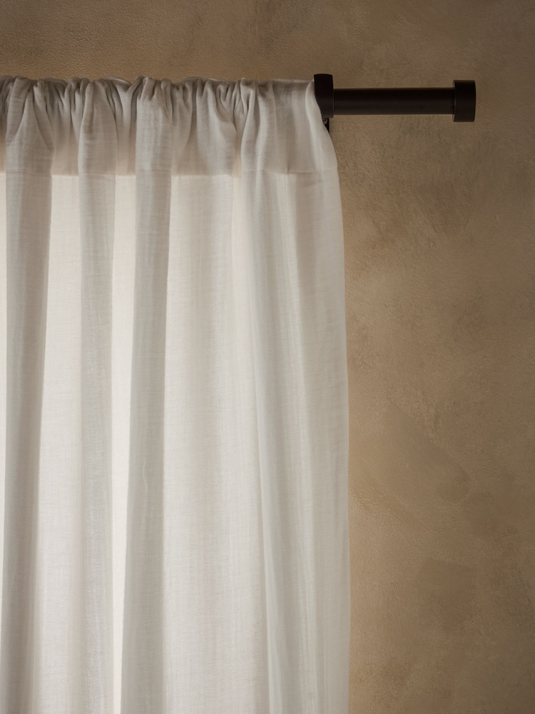 White Cotton Muslin Multi Way Header Lined Curtains - Image 2 of 9 White Cotton Muslin Multi Way Header Lined Curtains - Image 2 of 9