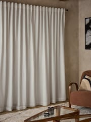 White Cotton Muslin Multi Way Header Lined Curtains - Image 5 of 9