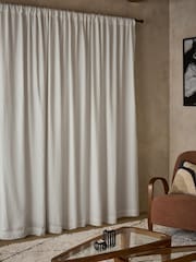 White Cotton Muslin Multi Way Header Lined Curtains - Image 9 of 9