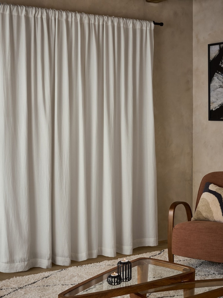 White Cotton Muslin Multi Way Header Lined Curtains - Image 9 of 9 White Cotton Muslin Multi Way Header Lined Curtains - Image 9 of 9