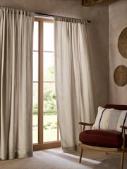 Natural Cotton Muslin Multi Way Header Lined Curtains - Image 2 of 9