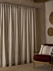 Natural Cotton Muslin Multi Way Header Lined Curtains - Image 4 of 9