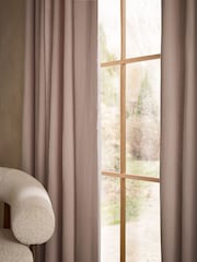 Mink Natural Cotton Muslin Multi Way Header Lined Curtains - Image 5 of 9