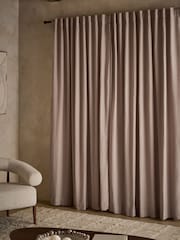Mink Natural Cotton Muslin Multi Way Header Lined Curtains - Image 7 of 9