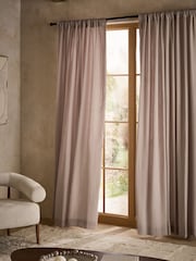 Mink Natural Cotton Muslin Multi Way Header Lined Curtains - Image 8 of 9