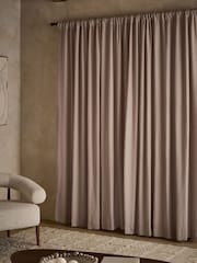 Mink Natural Cotton Muslin Multi Way Header Lined Curtains - Image 9 of 9