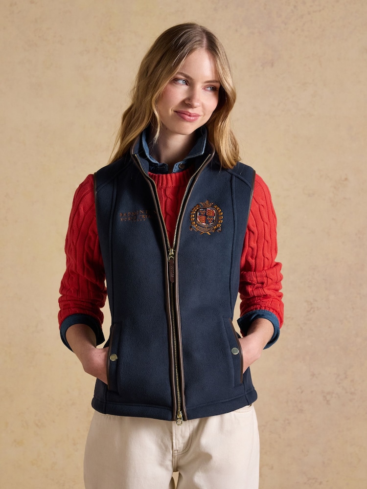 Joules Official Badminton Navy Blue Horse Trials Heritage Fleece Gilet - Image 1 of 15