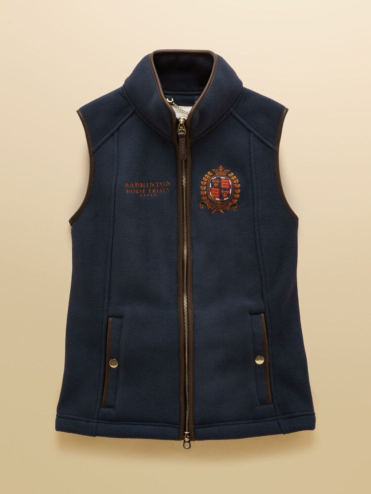 Joules Official Badminton Navy Blue Horse Trials Heritage Fleece Gilet - Image 15 of 15