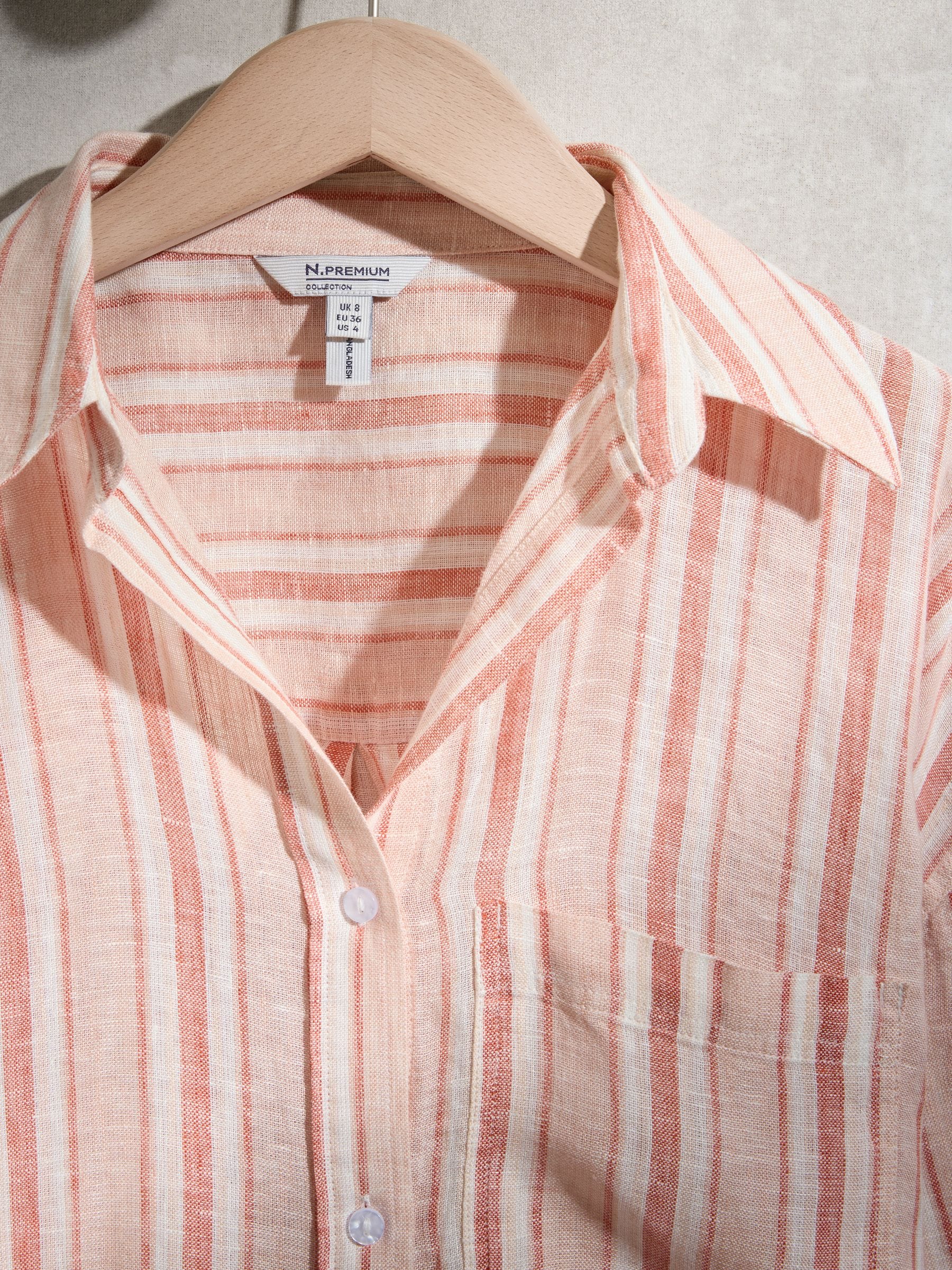 Buy Apricot Stripe N. Premium 100% Linen Shirt from Next USA