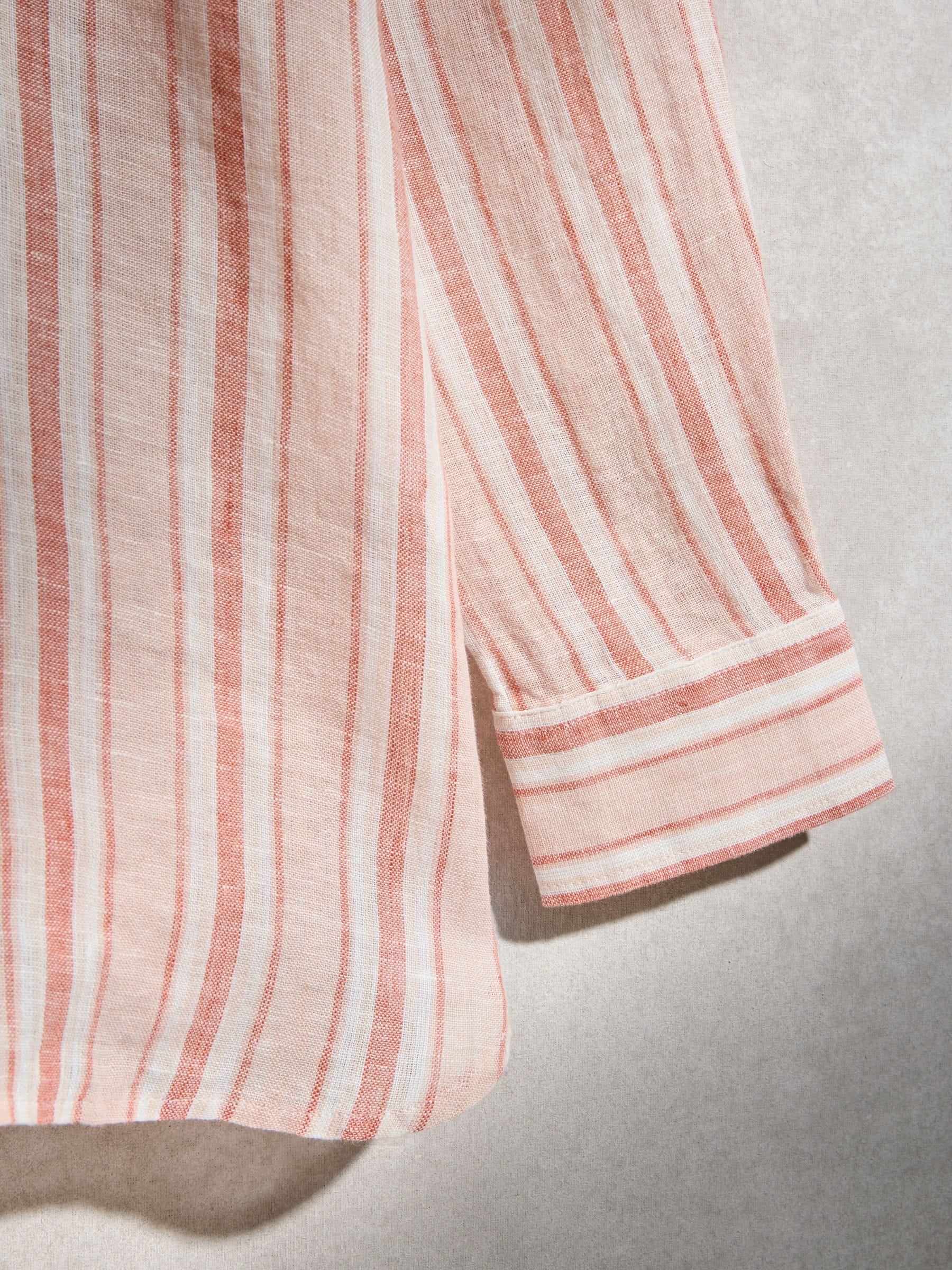 Buy Apricot Stripe N. Premium 100% Linen Shirt from Next USA