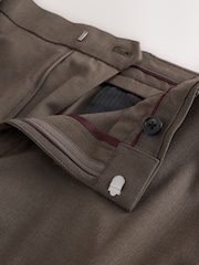 Taupe Brown Muscle Fit Elasticated Waist Motionflex Stretch Smart Trousers - Image 8 of 10