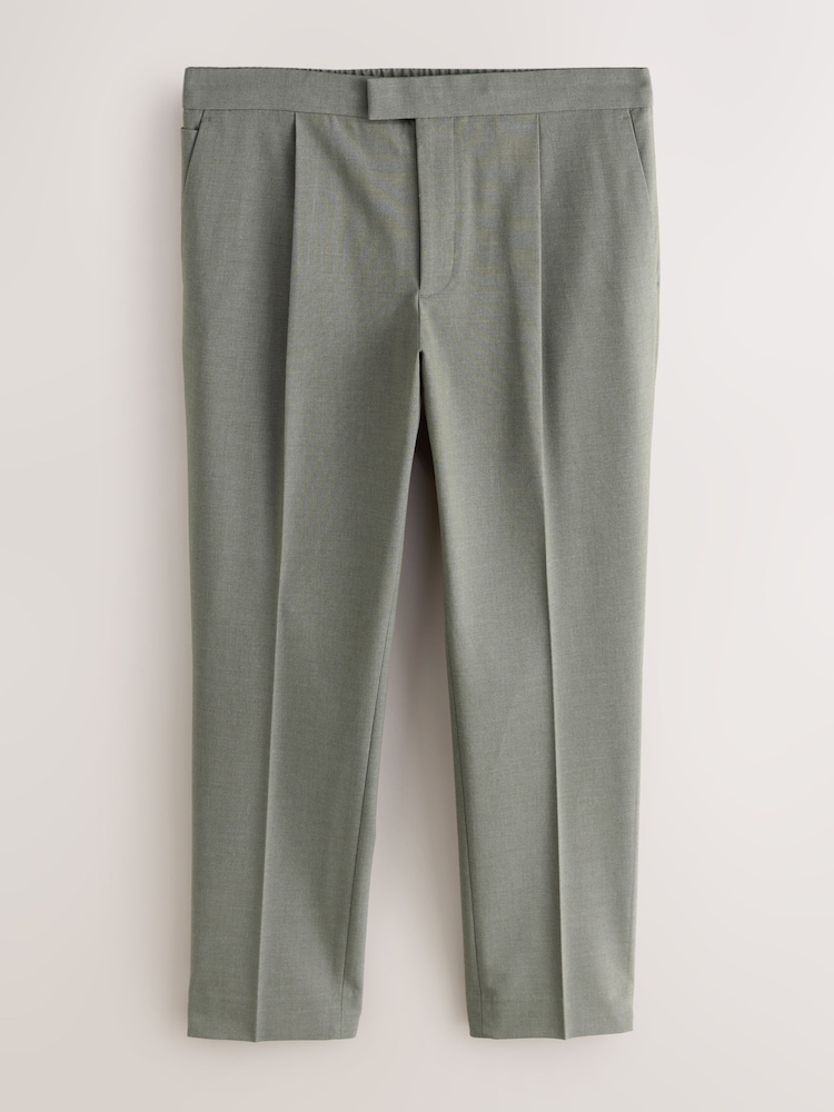 Sage Green Regular Tapered Fit N. Premium Smart Trousers with Elasticated Waistband - Image 1 of 3
