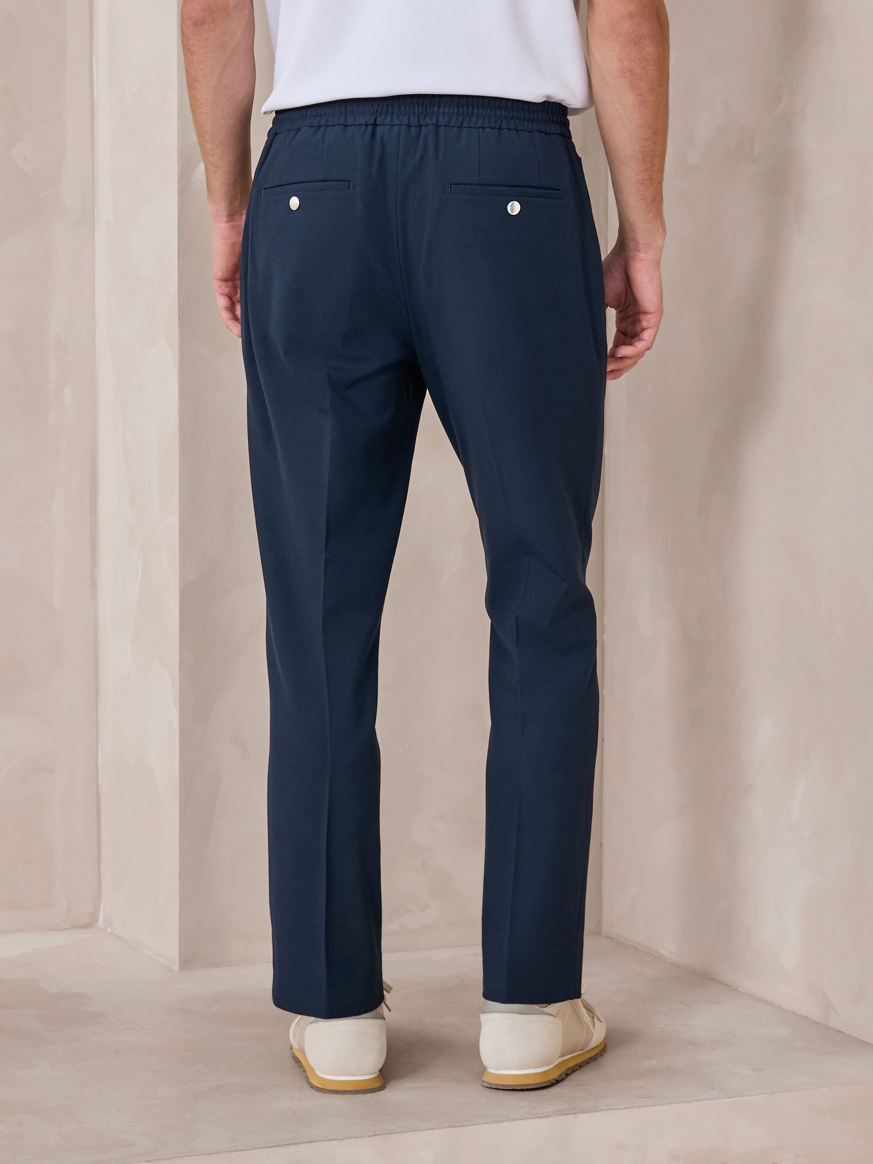 Buy Navy Blue Regular Tapered Fit N. Premium Smart Trousers with