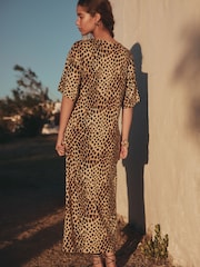 Leopard Print Jersey Twist T-Shirt Summer Dress - Image 3 of 8