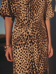 Leopard Print Jersey Twist T-Shirt Summer Dress - Image 4 of 8