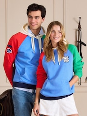 Joules Official Badminton Multi Colourblock Unisex Hoodie - Image 1 of 13