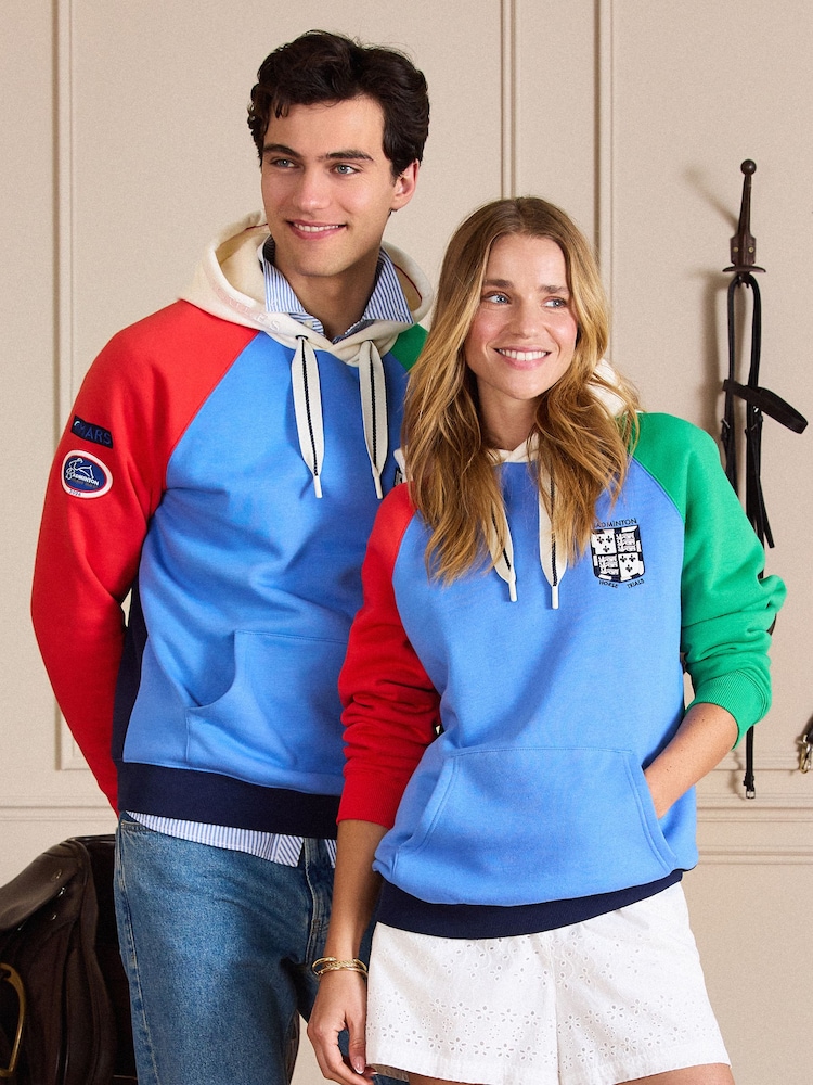 Joules Official Badminton Multi Colourblock Unisex Hoodie - Image 1 of 13