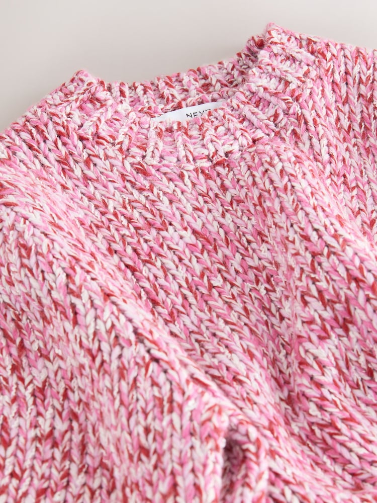 Pink Multi Half Sleeve Twist Knit T-Shirt With Wool - Image 3 of 3 Pink Multi Half Sleeve Twist Knit T-Shirt With Wool - Image 3 of 3