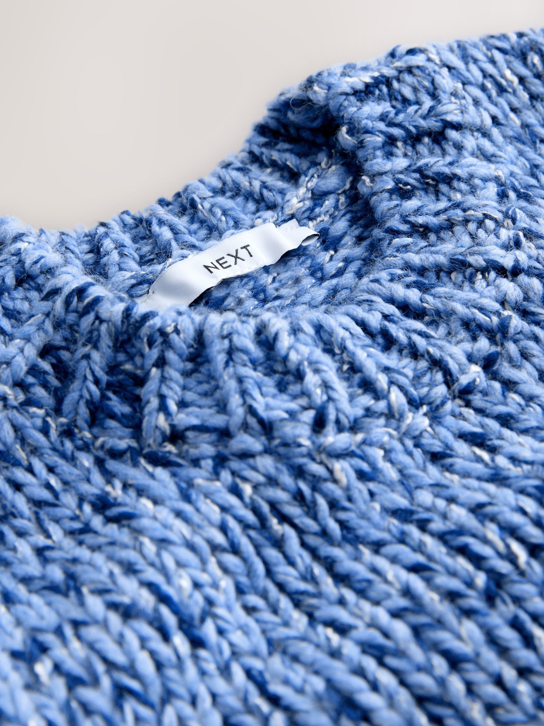Buy Blue Multi Short Sleeve Twist Knit Jumper With Wool from the