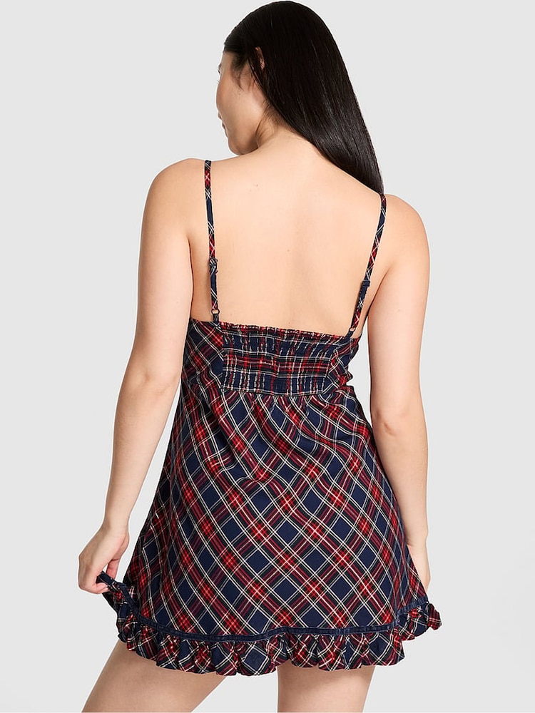 Victoria's Secret PINK Noir Navy Blue Christmas Tartan Sleep Dress - Image 3 of 3 Victoria's Secret PINK Noir Navy Blue Christmas Tartan Sleep Dress - Image 3 of 3