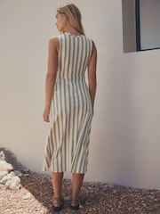 Khaki Green Stripe Jersey Midi Dress - Image 4 of 8