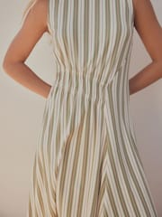 Khaki Green Stripe Jersey Midi Dress - Image 5 of 8