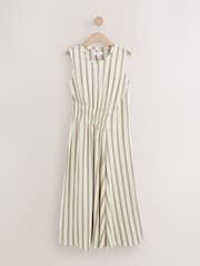 Khaki Green Stripe Jersey Midi Dress - Image 6 of 8