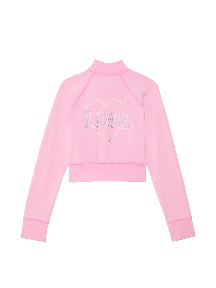 Victoria's Secret PINK Pink Fleece Cropped Jacket - Image 4 of 4 Victoria's Secret PINK Pink Fleece Cropped Jacket - Image 4 of 4