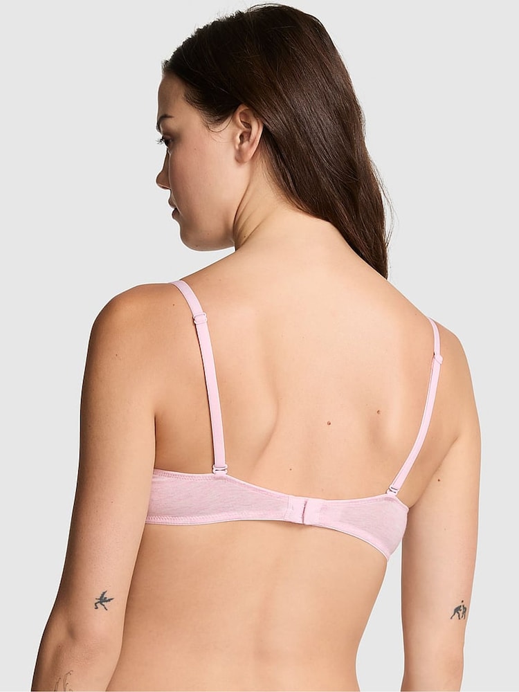 Victoria's Secret PINK Petal Pink Super Push Up Cotton Heather Lace Trim Bra - Image 2 of 2 Victoria's Secret PINK Petal Pink Super Push Up Cotton Heather Lace Trim Bra - Image 2 of 2