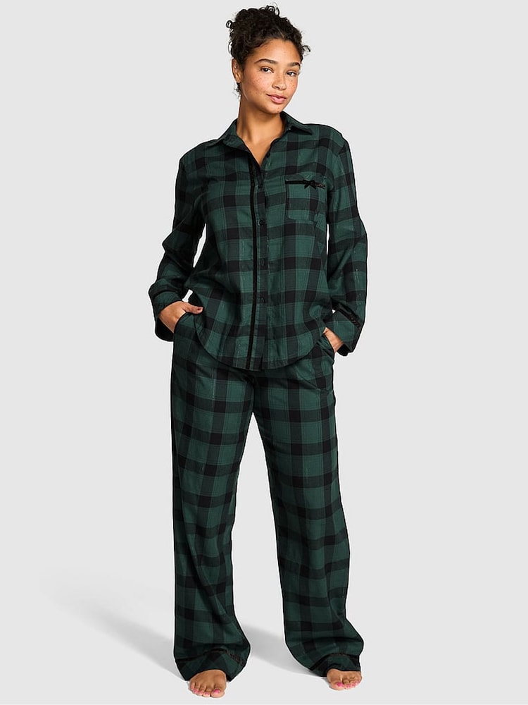 Victoria's Secret PINK Deep Forest Green Christmas Tartan Christmas Flannel Pyjamas Set - Image 1 of 2 Victoria's Secret PINK Deep Forest Green Christmas Tartan Christmas Flannel Pyjamas Set - Image 1 of 2