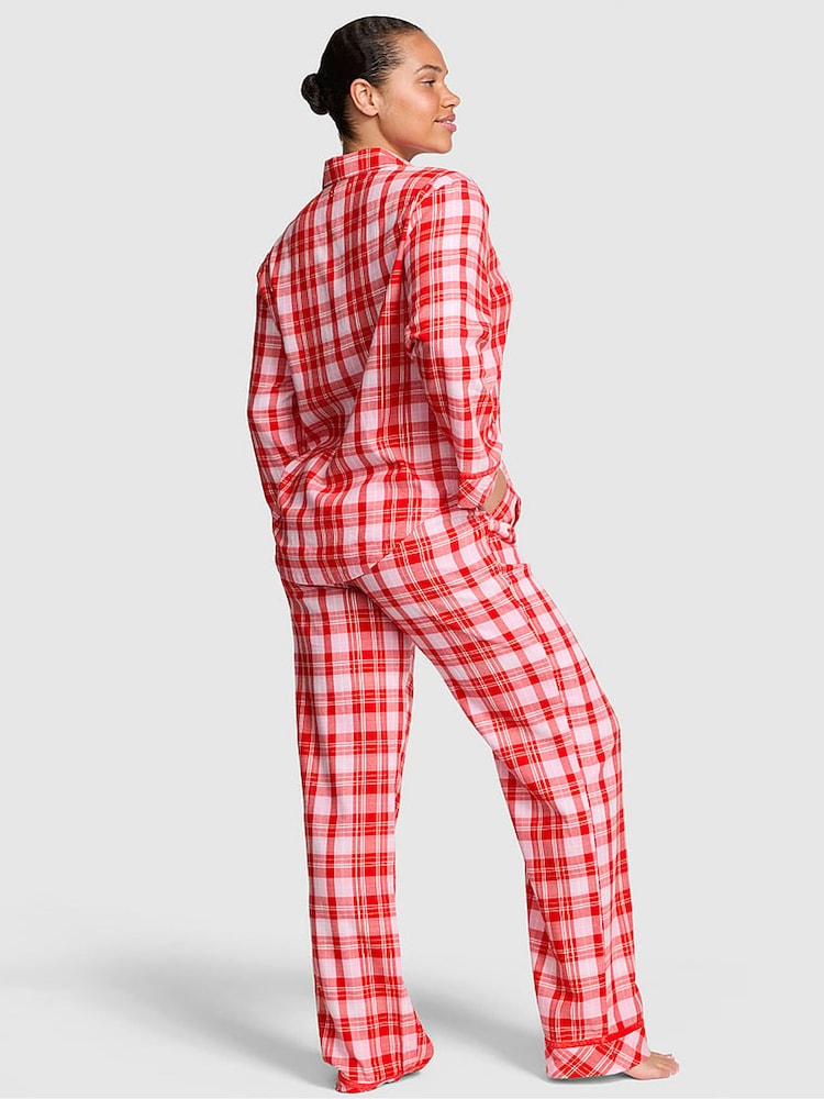 Victoria's Secret PINK Bright Vermillion Red Christmas Tartan Christmas Flannel Pyjamas Set - Image 2 of 2 Victoria's Secret PINK Bright Vermillion Red Christmas Tartan Christmas Flannel Pyjamas Set - Image 2 of 2