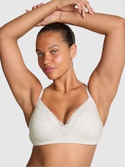 Victoria's Secret PINK Snow White Non Wired Lightly Lined Cotton Heather Lace Trim Bra - Image 1 of 2