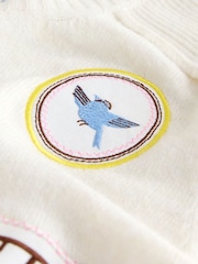 Ecru Embroidered Crew Neck Knitted Jumper with Wool - Image 7 of 8