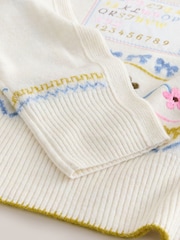 Ecru Embroidered Crew Neck Knitted Jumper with Wool - Image 8 of 8