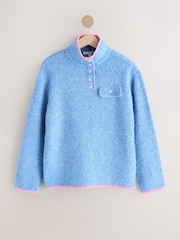 Light Blue/Pink Tipped Boucle Stand Neck Pocket Jumper - Image 6 of 8