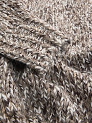 Chocolate Brown Twist Knit Crew Neck Jumper With Wool - Image 7 of 8