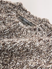 Chocolate Brown Twist Knit Crew Neck Jumper With Wool - Image 8 of 8