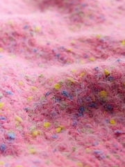 Bright Pink Neppy Fuzzy Texture V-Neck Knitted Jumper - Image 2 of 3